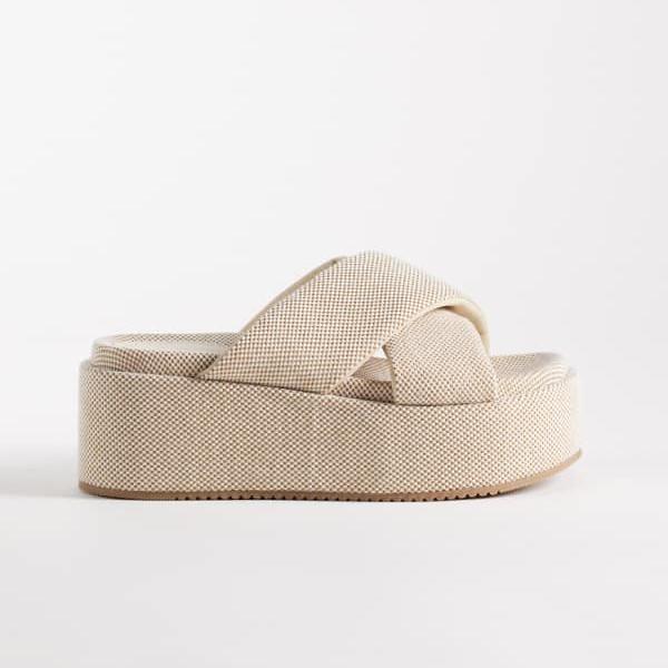 エイソス ASOS asos ASOS DESIGN ファクター クロスストラップ フラットフォームサンダル ナチュラル 靴 レディース 女性 インポートブランド 小さいサイズから大きいサイズまで