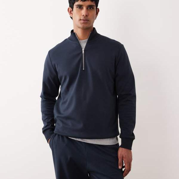 エイソス ASOS asos ASOS DESIGN co-ord breatheMAX・・ クォータージップ スウェットシャツ（ネイビー） トップス メンズ 男性 インポートブランド 小さいサイズから大きいサイズまで