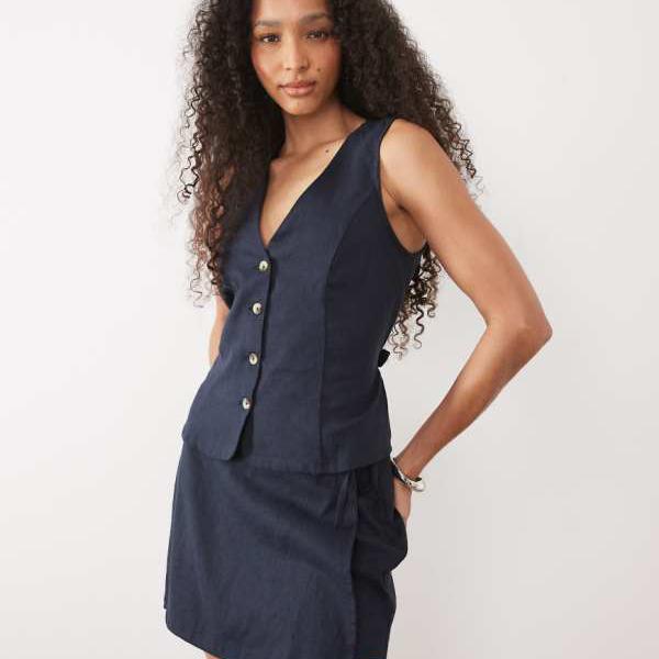 リバーアイランド River Island RIVER ISLAND リバーアイランドのリネン調スコート(ネイビー) ボトム パンツ レディース 女性 インポートブランド 小さいサイズから大きいサイズまで|セレクトショップ Diva Closet