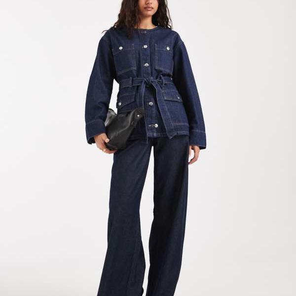 リバーアイランド River Island RIVER ISLAND リバーアイランドのベルト付きデニムジャケット（ダークデニム） アウター レディース 女性 インポートブランド 小さいサイズから大きいサイズまで｜セレクトショップ　Diva　Closet