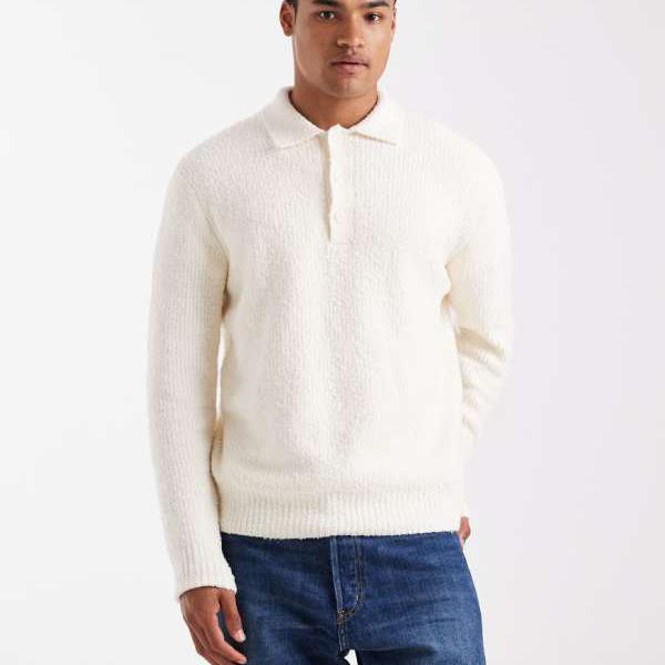 オンリー＆サンズ Only & Sons ONLY & SONS リラックスフィット フィッシャーマンニット ポロジャンパー（クリーム色） トップス メンズ 男性 インポートブランド 小さいサイズから大きいサイズまで