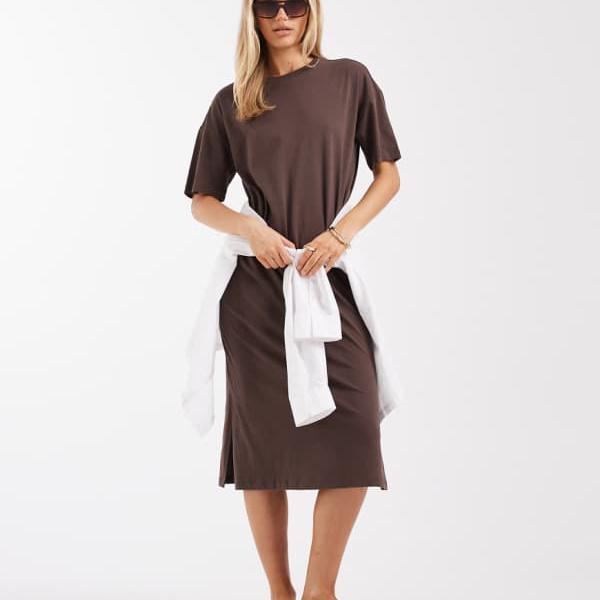 ヴェロモーダ Vero Moda ヴェロモーダのチョコレート色のオーバーサイズTシャツドレス トップス レディース 女性 インポートブランド 小さいサイズから大きいサイズまで