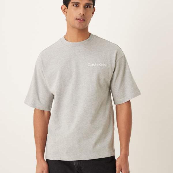 カルバンクライン Calvin Klein カルバン・クライン コットン ラウンジウェア Tシャツ グレー トップス メンズ 男性 インポートブランド 小さいサイズから大きいサイズまで