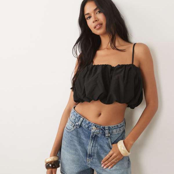 エイソス ASOS asos ASOS DESIGNのフラウンスいの一番（黒いこと） トップス レディース 御上さん インポートブランド 小っちゃい大きさから途轍も無い大きさまで