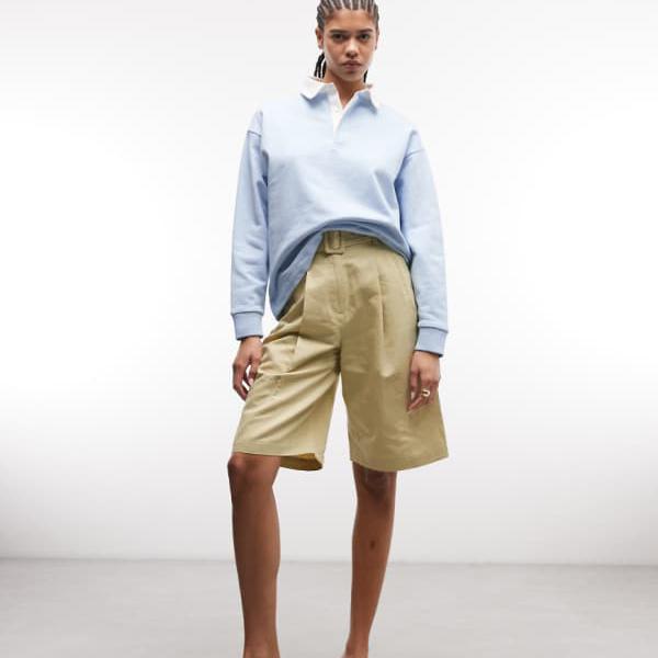 エイソス ASOS asos ASOS DESIGN プレミアムラグビーカラースウェット（青味） トップス レディース 御上さん インポートブランド 小っちゃい大きさから途轍も無い大きさまで