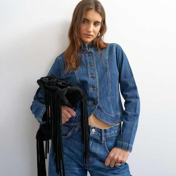 とっ始め販売店 Topshop TOPSHOP とっ始め販売店のデニムドラマーボーイジャケット（金持ち青み） アウター レディース 成人女性 インポートブランド 弱められた大きさから馬鹿でかい大きさまで
