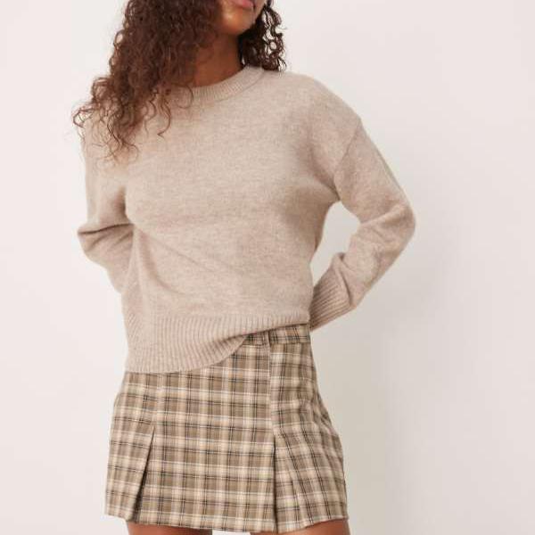 エイソス ASOS asos ASOS DESIGN チェック柄ボックスプリーツミニスカート ボトム パンツ レディース 女性 インポートブランド 小さいサイズから大きいサイズまで