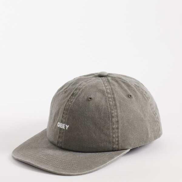 オベイ Obey Obey Pigmentの甲斐甲斐しいなロゴタイプ入り口・入口6パネルストラップバックキャップ（ウォッシュドカーキ） かぶり笠 レディース 成人女性 インポートブランド