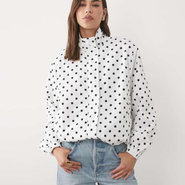 ニュールック New Look ニュー・ルックのバブルヘムトラックウィンドブレーカージャケット（ホワイトドット柄） アウター レディース 女性 インポートブランド 小さいサイズから大きいサイズまで｜セレクトショップ　Diva　Closet