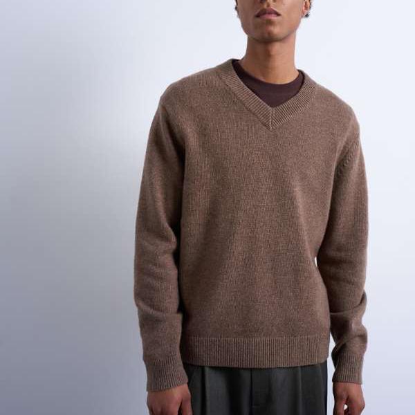 トップマン Topman TOPMAN トップマン レギュラーフィット Vネック ニットジャンパー ウール ブラウン トップス メンズ 男性 インポートブランド 小さいサイズから大きいサイズまで