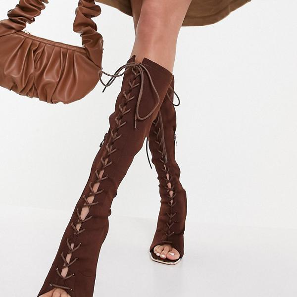 代引不可 楽天市場 Ego X Maura Embersニーハイレースアップヒールブーツ ブラウン 靴 レディース 女性 インポートブランド 小さいサイズから大きいサイズまで セレクトショップ Diva Closet 在庫有 Bralirwa Co Rw