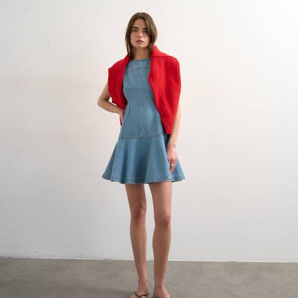トップショップ Topshop TOPSHOP トップショップのデニムシームミニドレス（ブリーチカラー） ワンピース レディース 女性 インポートブランド 小さいサイズから大きいサイズまで｜セレクトショップ　Diva　Closet
