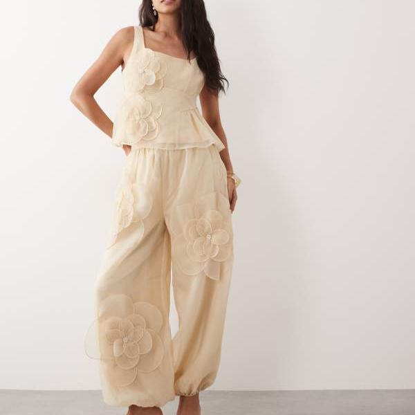 ASOS LUXEの御花約款付き添い人軽気球ズボン下（アプリコットカラー） ズボン下 下つ方 レディース 亭主もち インポートブランド ごく小さい大きさから大層らしい大きさまで