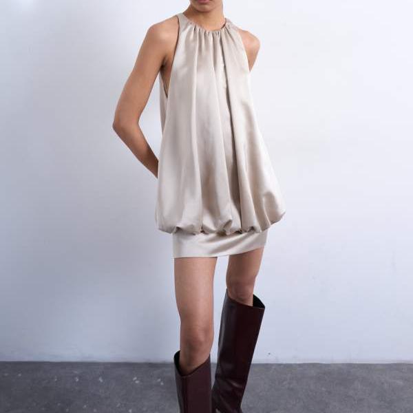 トップショップ Topshop TOPSHOP トップショップのオイスターサテンツイルのバブルヘムミニドレス ワンピース レディース 女性 インポートブランド 小さいサイズから大きいサイズまで