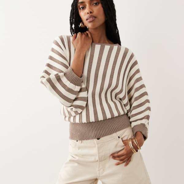エイソス ASOS asos ASOS DESIGN 赤銅色縞模様のニットオーバーサイズトップス トップス レディース お上さん インポートブランド たわい無い大きさから気が大きい大きさまで