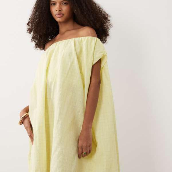 エイソス ASOS asos ASOS DESIGN ボリュームパフミニドレス 菩提樹照合のしるし柄 衣裳 レディース 亭主もち インポートブランド ごく小さい大きさから大層らしい大きさまで