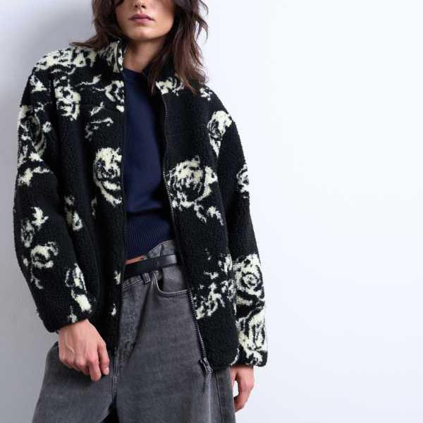 トップショップ Topshop TOPSHOP トップショップのモノフローラルプリントフリースボルグジャケット（ローズ） トップス レディース 女性 インポートブランド 小さいサイズから大きいサイズまで