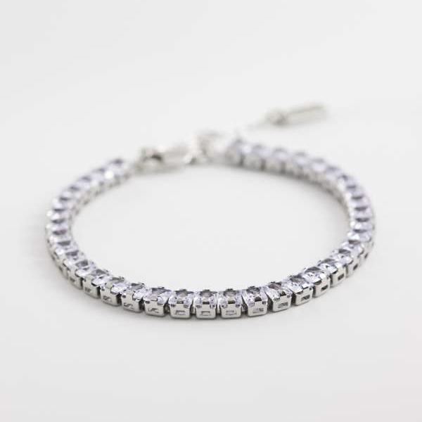 エイソス ASOS asos ASOS DESIGN スクエアキュービックジルコニアテニスブレスレット（シルバー） アクセサリー メンズ 男性 インポートブランド