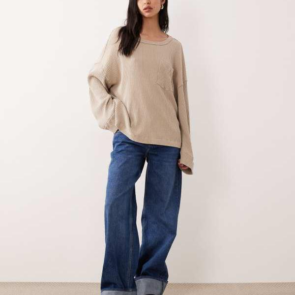 フリーピープル Free People フリーピープルのドーソンポケットディテールワッフルトップ（スムースストーン） トップス レディース 女性 インポートブランド 小さいサイズから大きいサイズまで