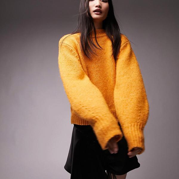 トップショップ Topshop TOPSHOP Topshop ニット クルーネック ジャンパー、オレンジ トップス レディース 女性 インポートブランド 小さいサイズから大きいサイズまで