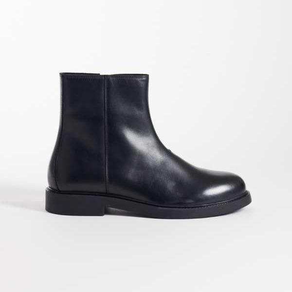 エイソス ASOS asos ASOS DESIGN ブラックレザーのジップアップブーツ 靴 メンズ 男性 インポートブランド｜セレクトショップ　Diva　Closet