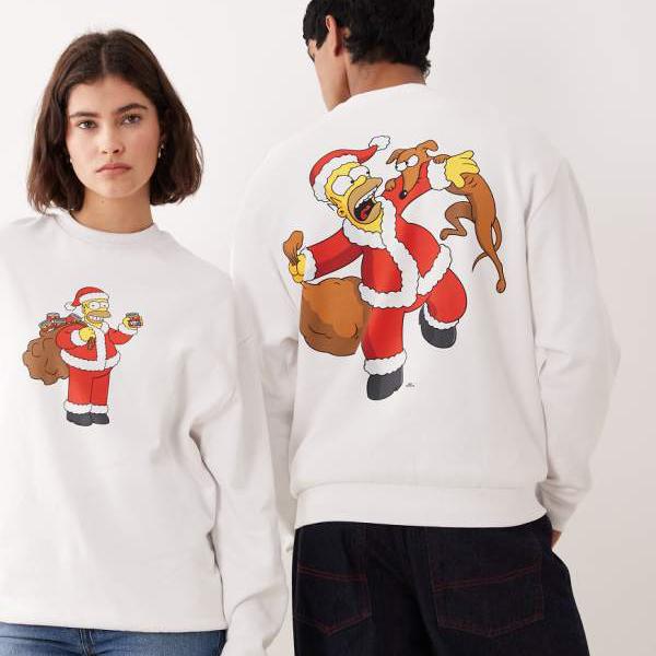 エイソス ASOS asos ASOS DESIGNのユニセックスリラックスフィットスウェットシャツ。ザ・シンプソンズの刷り上げる入り口・入口（白いこと）。 トップス レディース お上さん インポートブランド 小っちゃい大いさから馬鹿でかい大いさまで