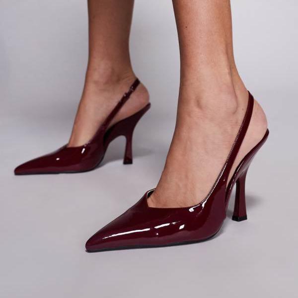 シミ SIMMI Simmi London シミ・ロンドンのキーリー・スリングバックヒールシューズ（バーガンディパテント） 靴 レディース 女性 インポートブランド 小さいサイズから大きいサイズまで 13,034円
