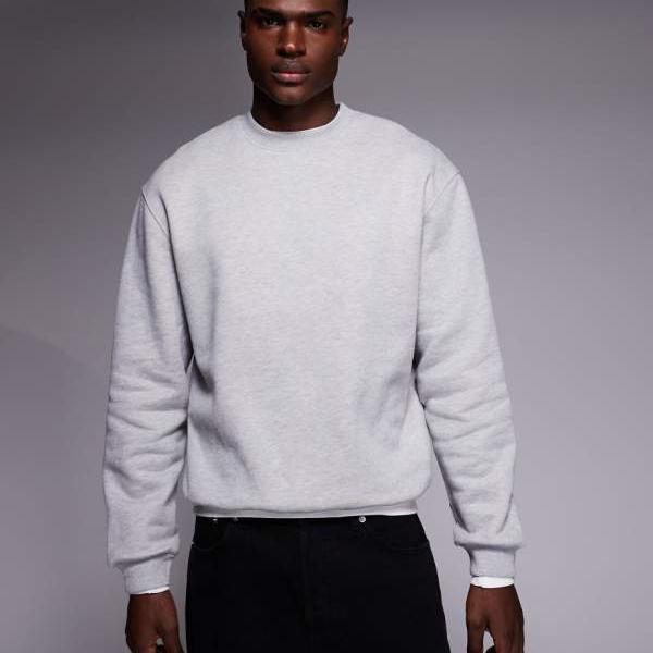 エイソス ASOS asos ASOS DESIGN プレミアムヘビーウェイトスウェットシャツ（400gsm、グレーマール） トップス メンズ 成人男性 インポートブランド たわい無い大きさから気が大きい大きさまで