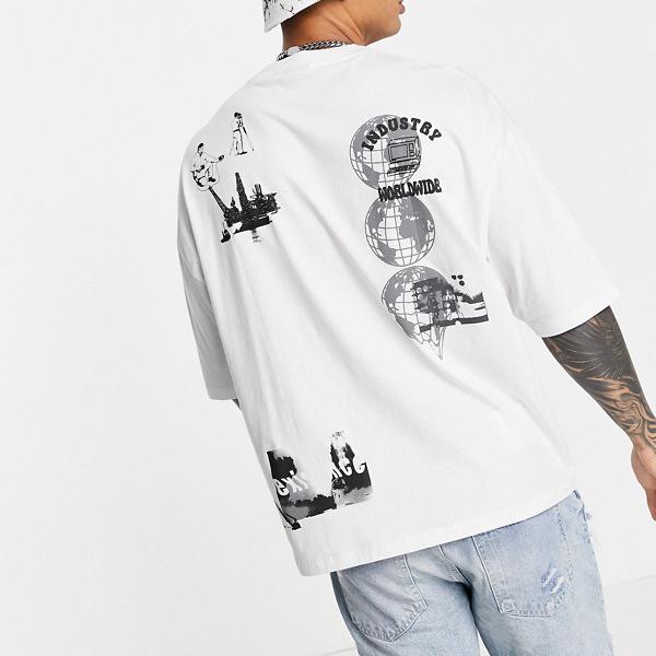 エイソス Asos Asos Asos Designオーバーサイズtシャツ ホワイト マルチプレースメントプリント トップス メンズ 男性 インポート ブランド 小さいサイズから大きいサイズまで Pnima Magazine Co Il