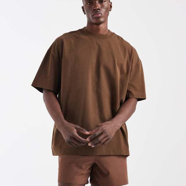 4505 Icon ヘビーウェイトコットンオーバーサイズTシャツ（速乾加工、ウォッシュブラウン） トップス メンズ 男性 インポートブランド 小さいサイズから大きいサイズまで