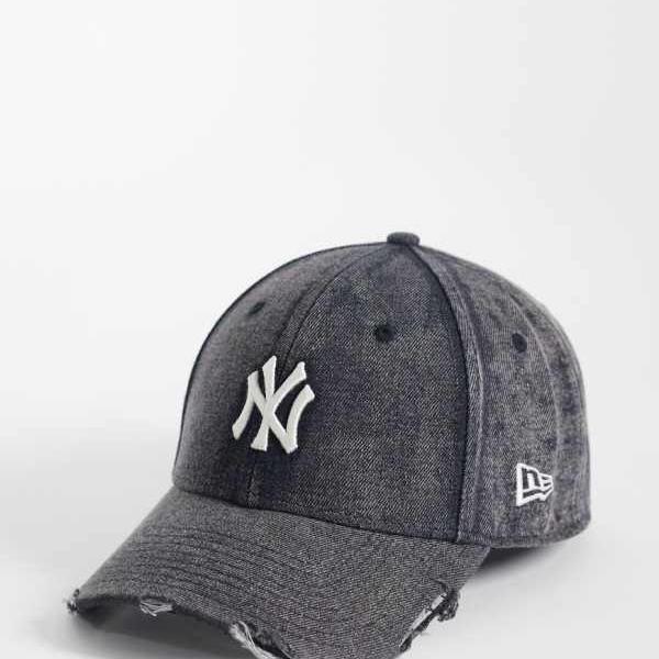 ニュー内鰓 New Era NEW ERA ニュー内鰓 NYヤンキース 9forty アシッドウォッシュ ジーンズ旗がしら 黒いこと かぶり笠 レディース 成人女性 インポートブランド