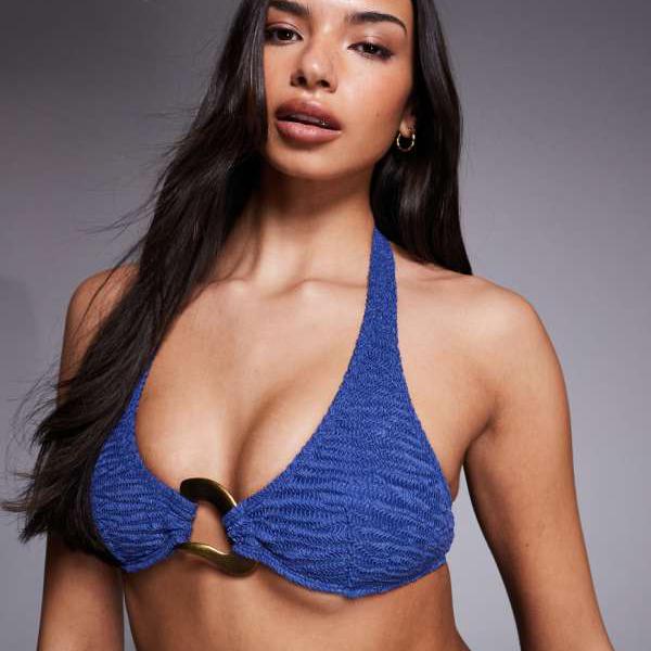 エイソス ASOS asos ASOS DESIGN Oceana ホルターネック ビキニトップ（ネイビー） 水着 レディース 女性 インポートブランド 小さいサイズから大きいサイズまで