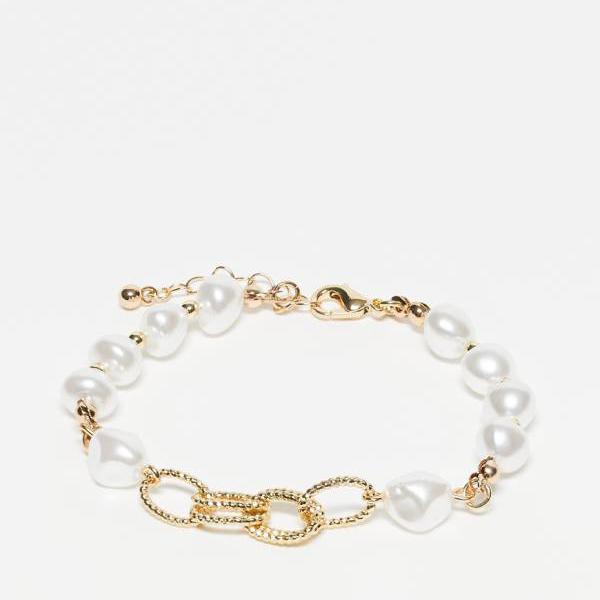 リクレイムドヴィンテージ Reclaimed Vintage 再生ヴィンテージ ユニセックス ミックスパール＆ゴールドチェーン 2セットブレスレット アクセサリー レディース 女性 インポートブランド