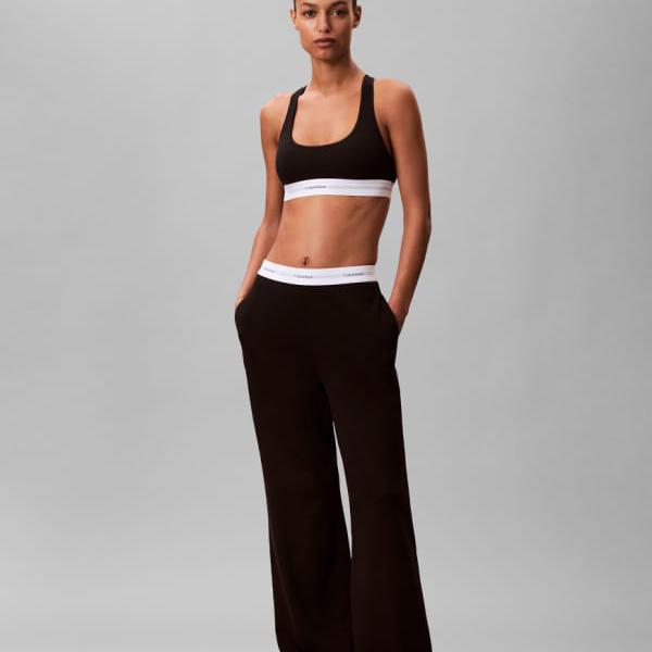 カルバンクライン Calvin Klein カルバン・クラインのジャージー素材のウエストバンド付きパンツ（ブラック） パンツ ボトム レディース 女性 インポートブランド 小さいサイズから大きいサイズまで