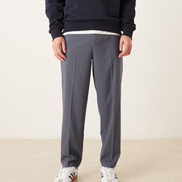 エイソス ASOS asos ASOS DESIGN スマートリラックステーパードパンツ（ネイビー） パンツ ボトム メンズ 男性 インポートブランド 小さいサイズから大きいサイズまで