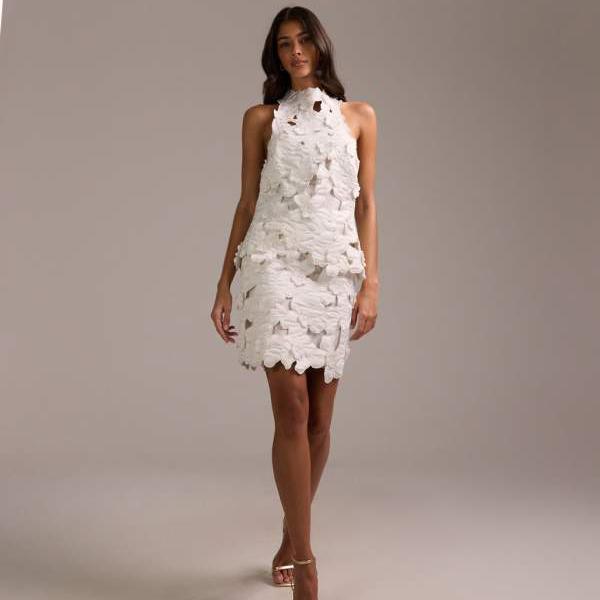 エイソス ASOS asos ASOS DESIGN ブライダル 3D フローラル カットワーク ミニスカート（アイボリー） スカート レディース 女性 インポートブランド 小さいサイズから大きいサイズまで
