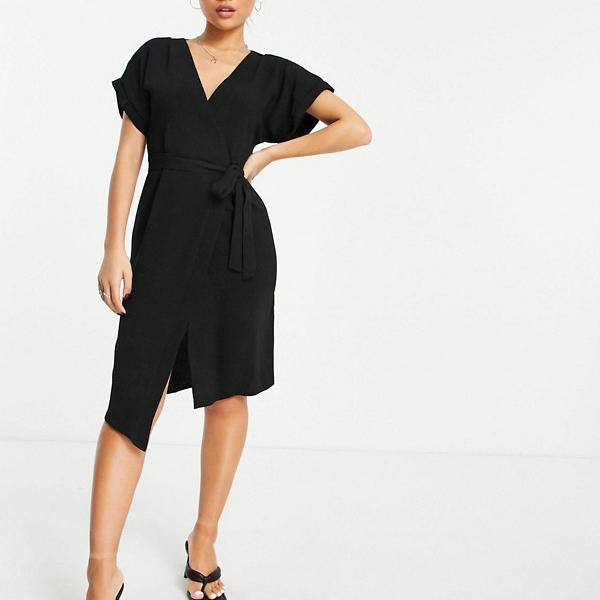 エイソス Asos Asos Asosdesignプチラップミディドレスブラック ワンピース レディース 女性 インポートブランド 小さいサイズから大きいサイズまで Maf Gov Ws