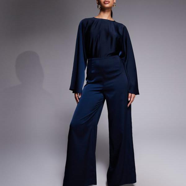 エイソス ASOS asos ASOS DESIGN 繻子 バットウィング 偏った考え酉の方角 飛び降りる背広（米国海軍） オールインワン レディース 成人女性 インポートブランド 弱められた大きさから馬鹿でかい大きさまで