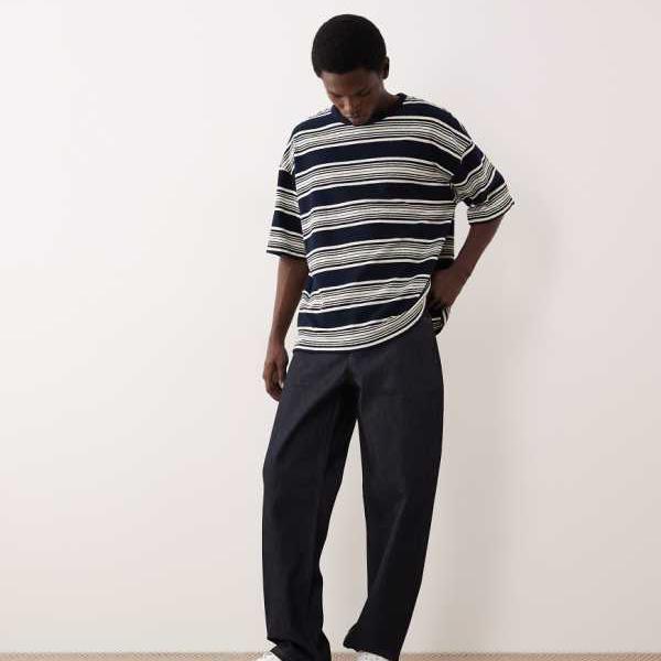 ASOS COLLECTIVE セットアップ AC-B253 クラシックストレートフィットジーンズ（生インディゴデニム） ズボン下 下つ方 メンズ 成人男性 インポートブランド たわい無い大きさから気が大きい大きさまで