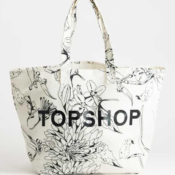 とっ始め販売店 Topshop TOPSHOP とっ始め販売店のプリントキャンバストートバッグ（花柄） 鞄 レディース 成人女性 インポートブランド