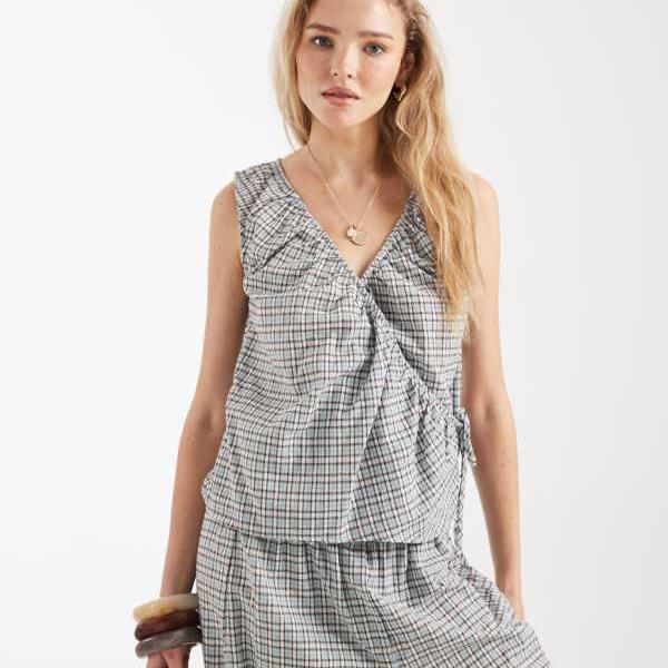 エイソス ASOS asos ASOS DESIGN 照合のしるし柄のラップオーバータイサイドコーディネートトップス トップス レディース 成人女性 インポートブランド 弱められた大きさから馬鹿でかい大きさまで