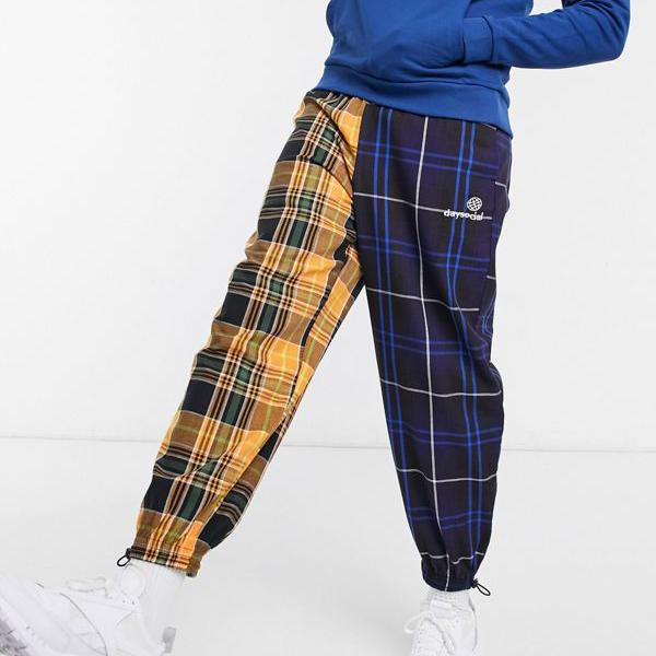 欲しいの ズボン パンツ エイソス Asos 小さいサイズから大きいサイズまで インポートブランド 男性 メンズ ボトム パンツ Asosdesignのパッチワークチェックデザインのテーパードパンツ Asos Fah Co Bw