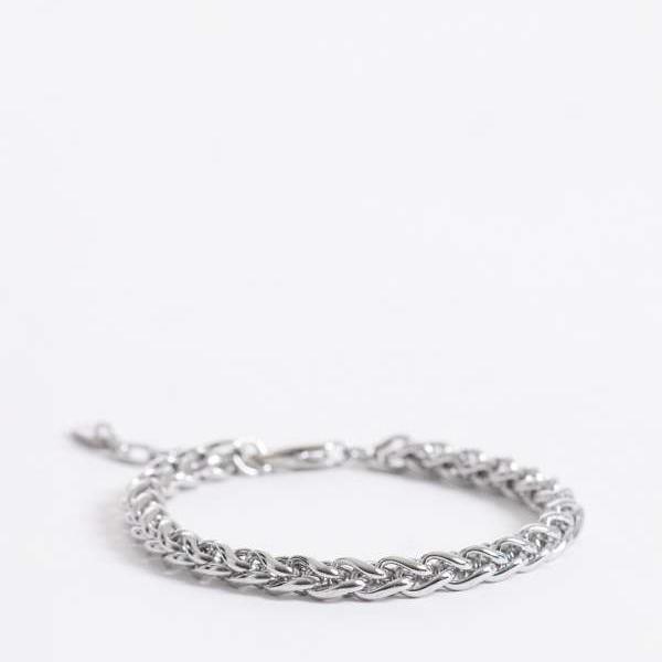 エイソス ASOS asos ASOS DESIGN 防水ステンレススチール インターロッキングリンクチェーンブレスレット（シルバー） アクセサリー メンズ 男性 インポートブランド