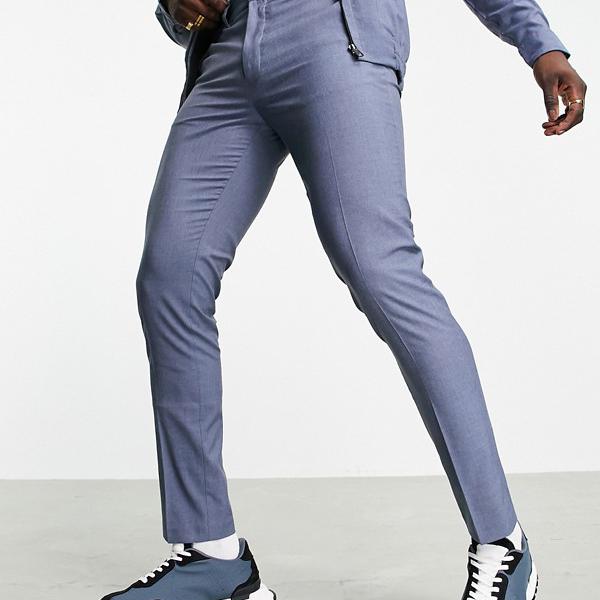 エイソス Asos Asos Asosdesignスマートパンツコーディネイトデニムブルー パンツ ボトム メンズ 男性 インポートブランド 小さいサイズから大きいサイズまで Francophile Dk