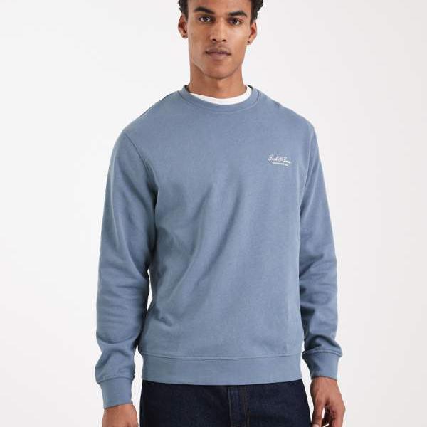 ジャックアンドジョーンズ Jack & Jones 青いスクリプトロゴが入ったジャック＆ジョーンズのスウェットシャツ トップス メンズ 男性 インポートブランド 小さいサイズから大きいサイズまで