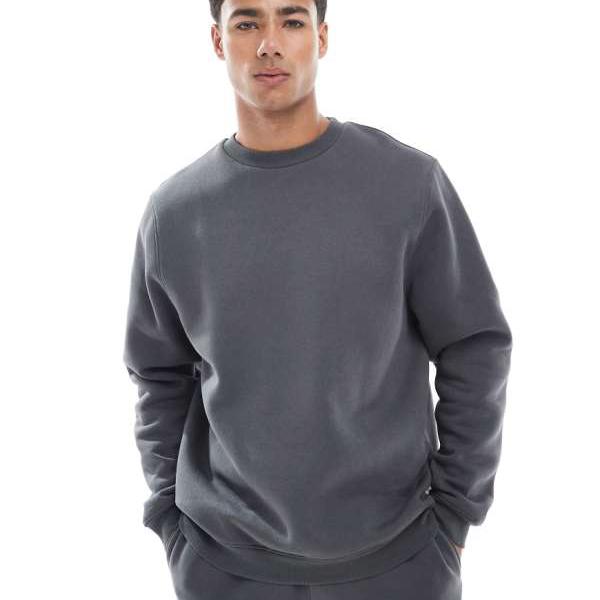 エイソス ASOS asos ASOS DESIGN エッセンシャルズ スウェットシャツ(チャコール) トップス メンズ 男性 インポートブランド 小さいサイズから大きいサイズまで