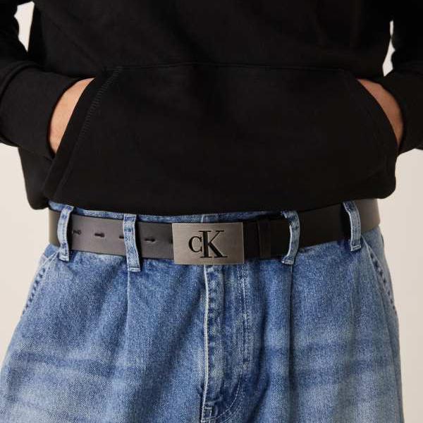 カルバンクライン Calvin Klein カルバン・クライン プレート シルバー ロゴ 35mm ベルト（ブラック） ベルト メンズ 男性 インポートブランド