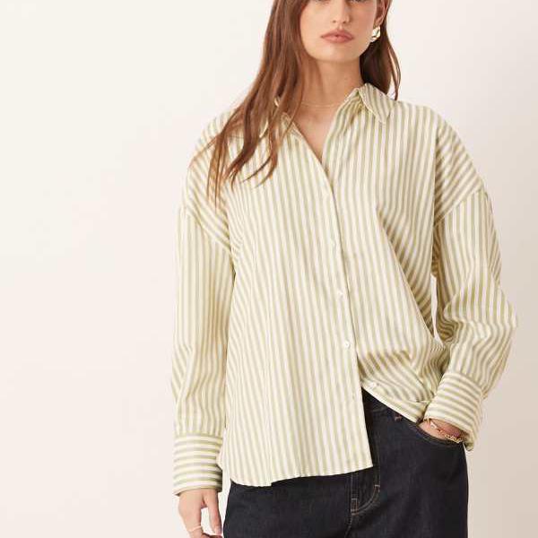 JDY JDY ルーズフィット シャツ グリーン ストライプ トップス レディース 女性 インポートブランド 小さいサイズから大きいサイズまで