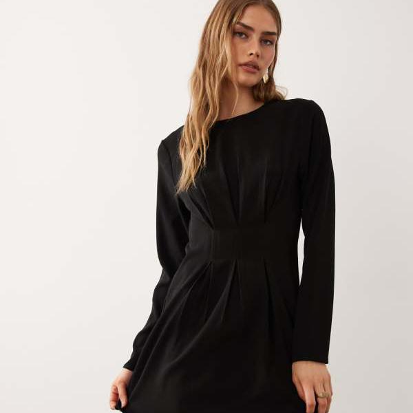 エイソス ASOS asos ASOS DESIGN 酉の方角が絞られた長袖ミニ御召しもの（黒いこと） トップス レディース お上さん インポートブランド 小っちゃい大いさから馬鹿でかい大いさまで