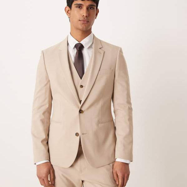 エイソス ASOS asos ASOS DESIGN スキニースーツジャケット（ライトストーン） アウター メンズ 男性 インポートブランド 小さいサイズから大きいサイズまで